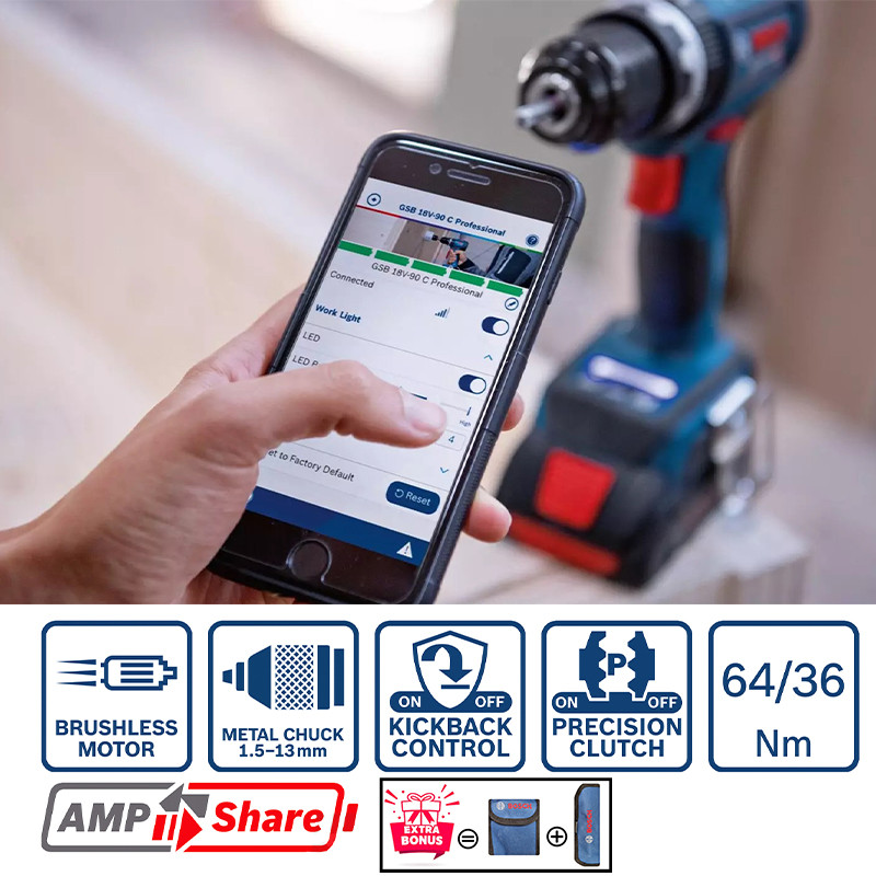 دریل چکشی شارژی بوش مدل GSB 18V-90 C Professional