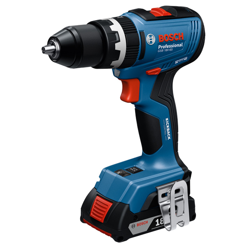 پیچ گوشتی شارژی چکشی 13 میلی متری 18 ولت بوش مدل هوشمند کد GSB 18 V-65 Brushless Motor